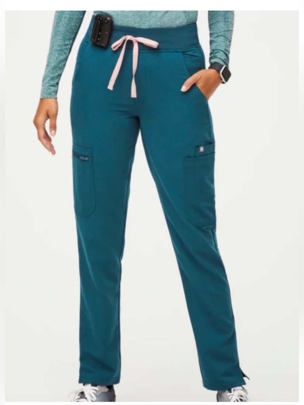 Figs Woman’s Yola High-Rise Slim Scrub Pant - Caribbean Blue Size XXS